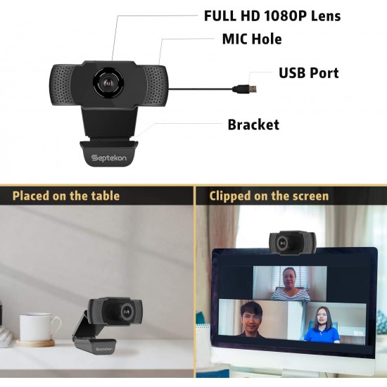 Webcam 1080p HD Computer Camera - Microphone Laptop USB PC Webcam